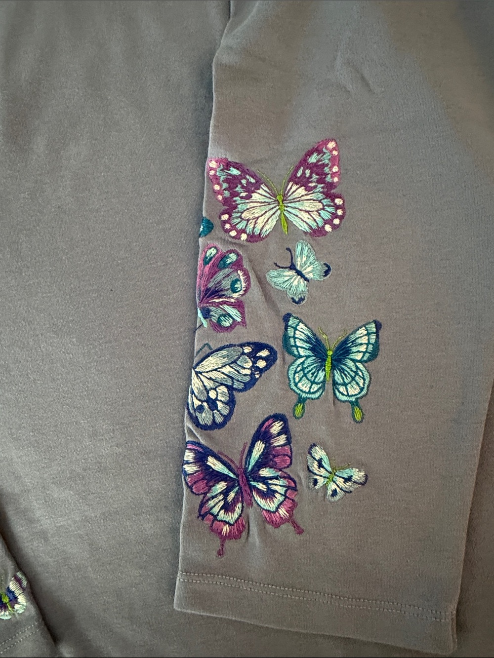 Quacker Factory Dusty Blue Women's 3/4 sleeve Butterflies on front & Sleeves XL - Picture 4 of 4